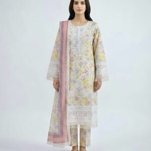 3 PC Stitched Pastel Floral Bloom Embroidered Lawn Suit